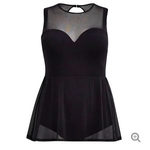 NWOT Black Underwire Peplum 1-Piece Swim Dress